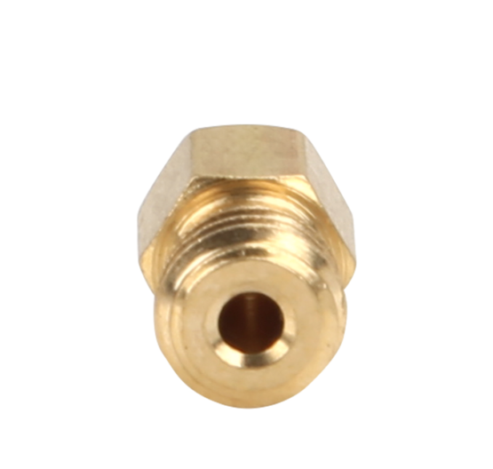 M6 brass 3D printer nozzle end view