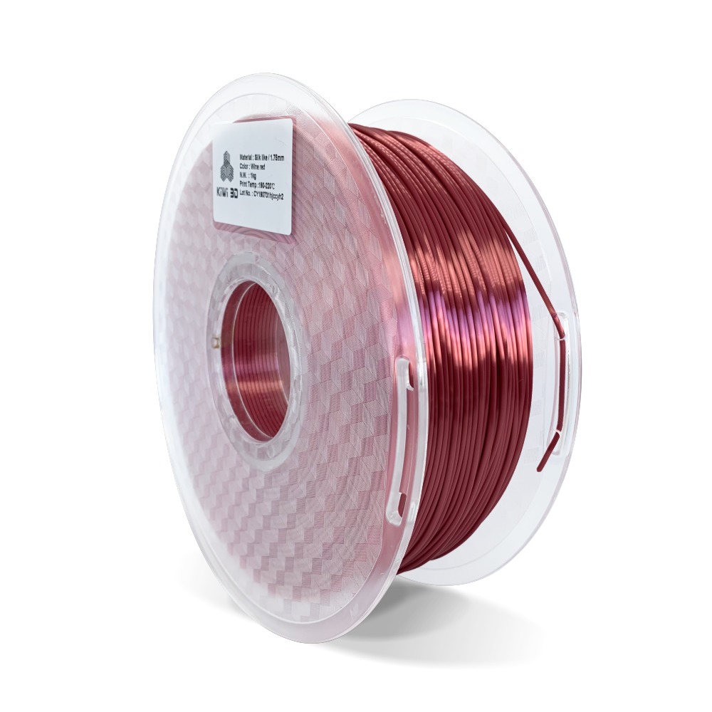 Kiwi3D Wine Red Silk PLA 3D Printer Filament 1.75MM, 1KG Spool Kiwi 3D